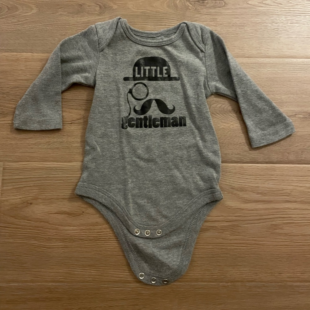 Garanimals Gray 'Little Gentleman' Long-Sleeve Baby One-Piece